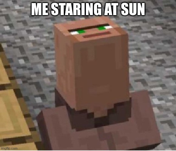 bing chilling | ME STARING AT SUN | image tagged in minecraft villager looking up | made w/ Imgflip meme maker
