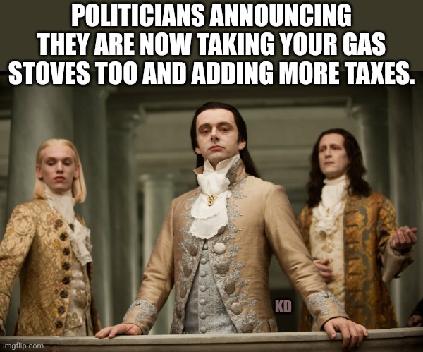 1984 | POLITICIANS ANNOUNCING THEY ARE NOW TAKING YOUR GAS STOVES TOO AND ADDING MORE TAXES. KD | image tagged in twilight aro,politics,politicians,republicans,democrats,nwo police state | made w/ Imgflip meme maker