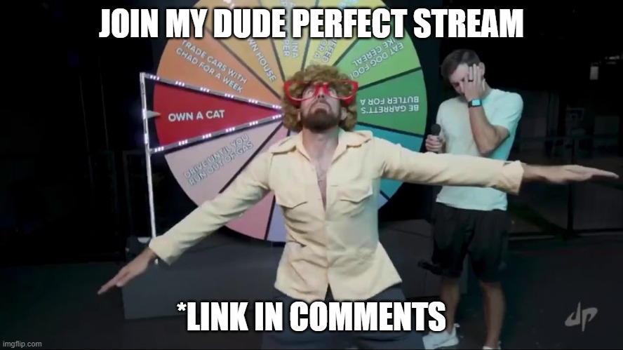 Dude Perfect | JOIN MY DUDE PERFECT STREAM; *LINK IN COMMENTS | image tagged in ned forrester | made w/ Imgflip meme maker