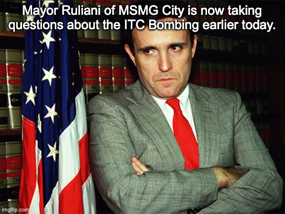 Mayor Ruliani of MSMG City is now taking questions about the ITC Bombing earlier today. | made w/ Imgflip meme maker