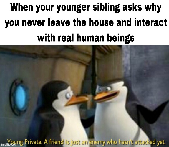 image tagged in repost,memes,funny,siblings,penguins of madagascar,penguins | made w/ Imgflip meme maker