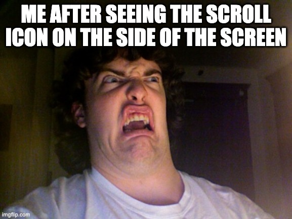 Oh No Meme | ME AFTER SEEING THE SCROLL ICON ON THE SIDE OF THE SCREEN | image tagged in memes,oh no | made w/ Imgflip meme maker