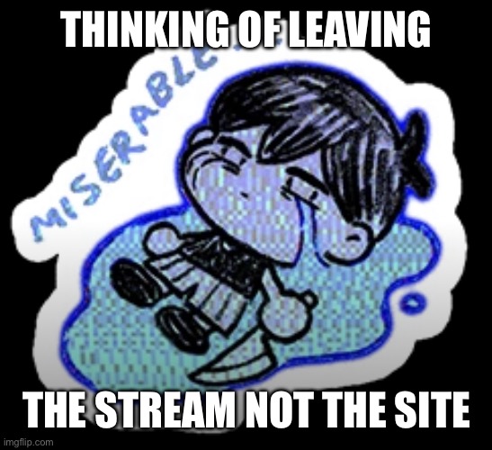 miserable | THINKING OF LEAVING; THE STREAM NOT THE SITE | image tagged in miserable | made w/ Imgflip meme maker