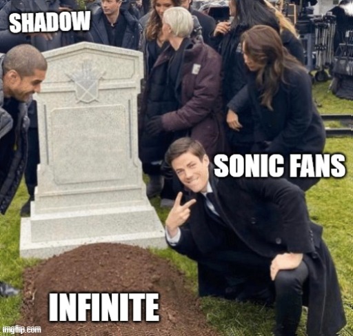 Sonic fans be dabbing on Infinite's grave | image tagged in grant gustin over grave | made w/ Imgflip meme maker