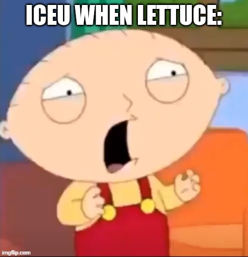 Distressed Stewie | ICEU WHEN LETTUCE: | image tagged in distressed stewie | made w/ Imgflip meme maker