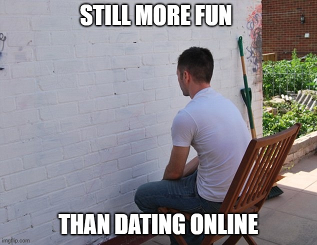 So far... | STILL MORE FUN; THAN DATING ONLINE | image tagged in still more exciting than,online dating,fun | made w/ Imgflip meme maker