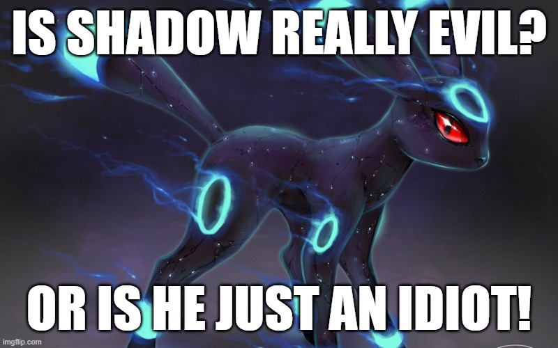 umbreon update template. | IS SHADOW REALLY EVIL? OR IS HE JUST AN IDIOT! | image tagged in umbreon update template | made w/ Imgflip meme maker