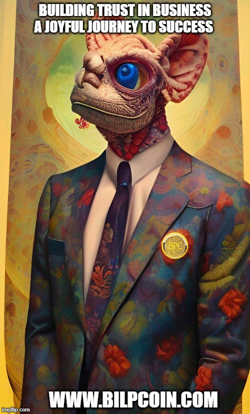 BUILDING TRUST IN BUSINESS A JOYFUL JOURNEY TO SUCCESS; WWW.BILPCOIN.COM | made w/ Imgflip meme maker