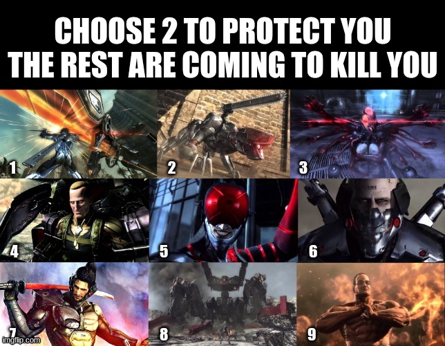 CHOOSE 2 TO PROTECT YOU
THE REST ARE COMING TO KILL YOU | made w/ Imgflip meme maker