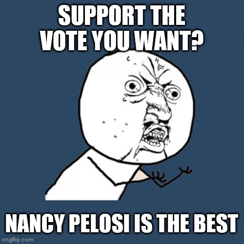 Why Does Nancy Pelosi want (something) Named after Her? | SUPPORT THE VOTE YOU WANT? NANCY PELOSI IS THE BEST | image tagged in memes,y u no,communist,need to be,remembered | made w/ Imgflip meme maker