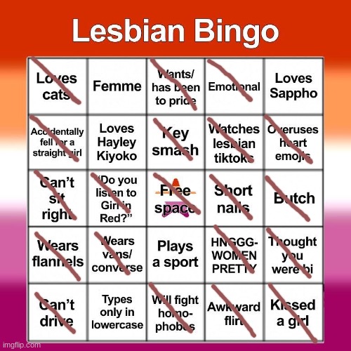 oop- lol | image tagged in lesbian bingo | made w/ Imgflip meme maker