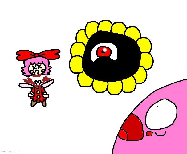 Dark Matter murdered Ribbon | image tagged in kirby,gore,blood,fanart,cute,funny | made w/ Imgflip meme maker