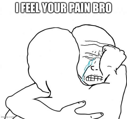 I feel your pain bro | I FEEL YOUR PAIN BRO | image tagged in i feel your pain bro | made w/ Imgflip meme maker