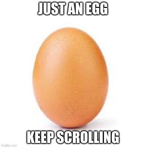no title | JUST AN EGG; KEEP SCROLLING | image tagged in funny | made w/ Imgflip meme maker