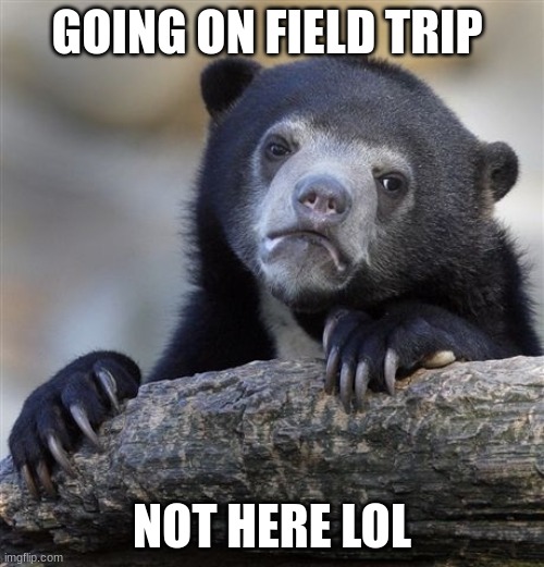 AAAAAAAAAAAAAAAAa | GOING ON FIELD TRIP; NOT HERE LOL | image tagged in memes,confession bear | made w/ Imgflip meme maker