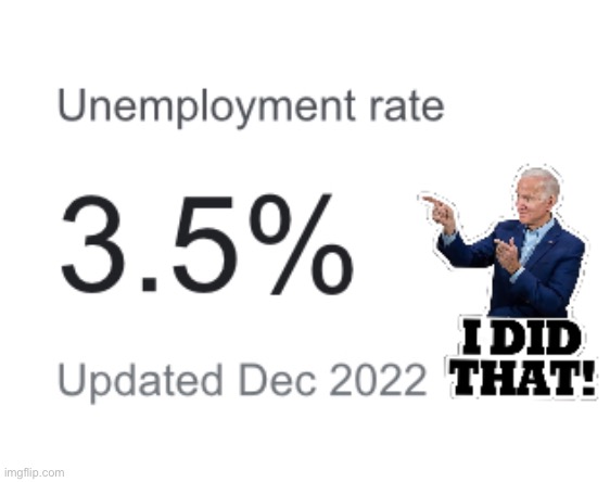 Unemployment at record low rates cause of good ol’ Biden | image tagged in joe biden,biden,unemployment | made w/ Imgflip meme maker