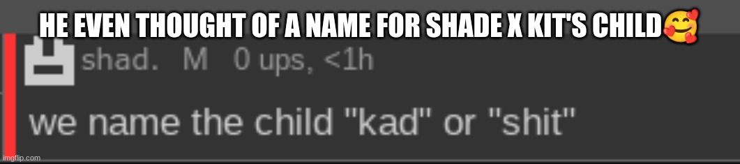 cannon ship of Shade and Kit | HE EVEN THOUGHT OF A NAME FOR SHADE X KIT'S CHILD🥰 | made w/ Imgflip meme maker