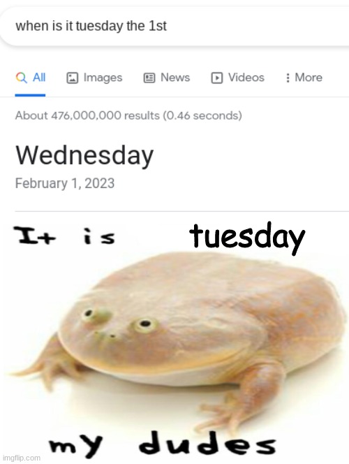 wednesday ig | tuesday | image tagged in tuesday,frog | made w/ Imgflip meme maker