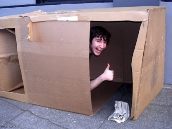 Cardboard Box House | image tagged in cardboard box house | made w/ Imgflip meme maker