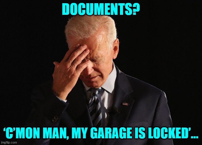 Joe Biden keeps classified documents in his garage with his Corvette | DOCUMENTS? ‘C’MON MAN, MY GARAGE IS LOCKED’… | image tagged in c'mon man,criminal,joe biden,that's my secret | made w/ Imgflip meme maker