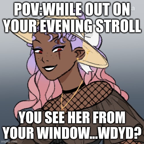 Vampire Woman | POV:WHILE OUT ON YOUR EVENING STROLL; YOU SEE HER FROM YOUR WINDOW...WDYD? | image tagged in vampire,lgbtq,no erp | made w/ Imgflip meme maker