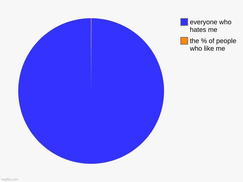 the % of people who like me, everyone who hates me | image tagged in charts,pie charts | made w/ Imgflip chart maker