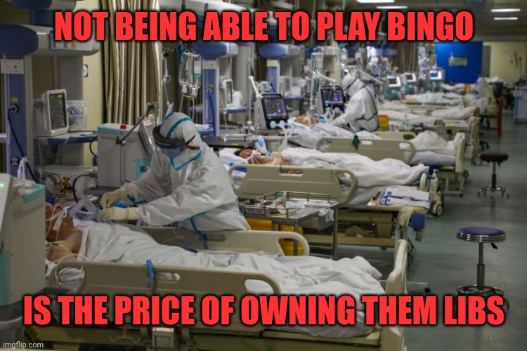 icu | NOT BEING ABLE TO PLAY BINGO IS THE PRICE OF OWNING THEM LIBS | image tagged in icu | made w/ Imgflip meme maker
