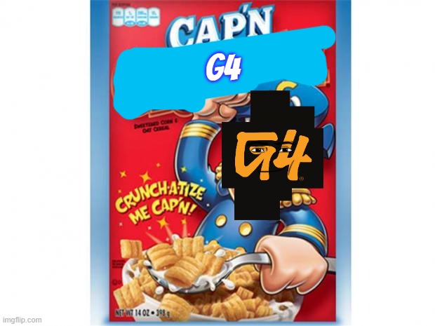 Cap'n G4 | G4 | image tagged in captain crunch cereal,g4,cereal,fake products,products | made w/ Imgflip meme maker