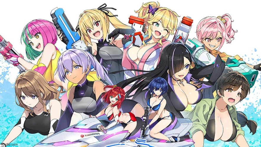 Anime game about anime girls on Jetskis with cool waterguns to use on a sport called jet battle | image tagged in anime,games | made w/ Imgflip meme maker