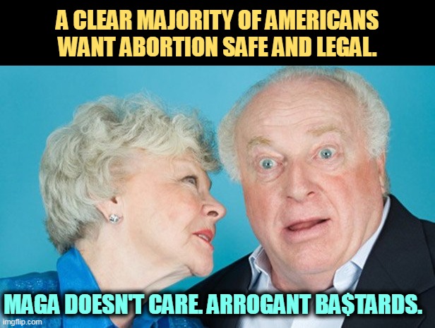 A CLEAR MAJORITY OF AMERICANS WANT ABORTION SAFE AND LEGAL. MAGA DOESN'T CARE. ARROGANT BA$TARDS. | image tagged in majority,americans,pro choice,maga,wrong | made w/ Imgflip meme maker
