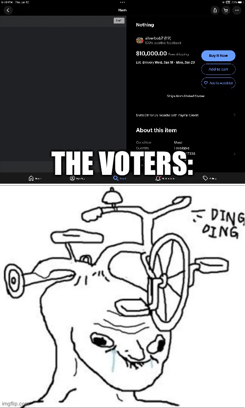 Just how stupid are you people | THE VOTERS: | image tagged in nothing | made w/ Imgflip meme maker