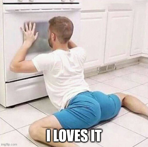 Man Checking Oven | I LOVES IT | image tagged in man checking oven | made w/ Imgflip meme maker