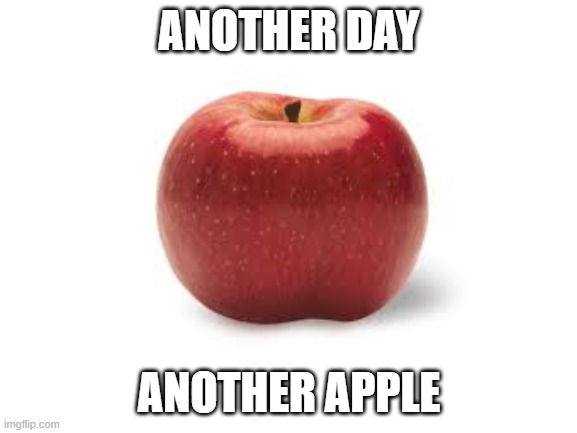 cant wait to see ww3 in the comments | ANOTHER DAY; ANOTHER APPLE | image tagged in apple,blank white template | made w/ Imgflip meme maker