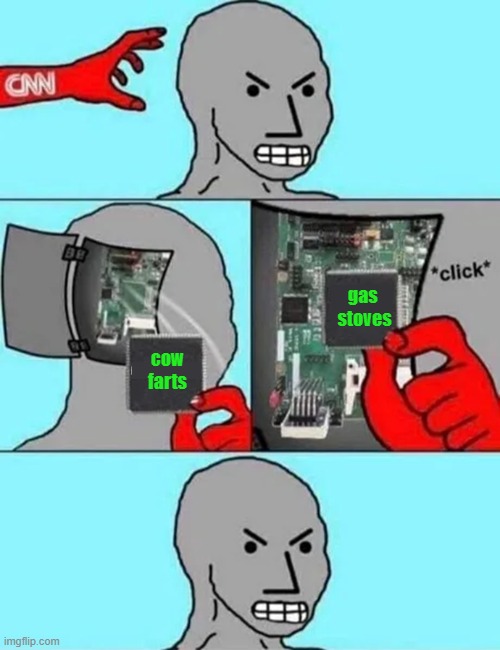New prog has been set - leftists have taken to social media |  gas 
stoves; cow farts | image tagged in npc programming,gas stove,npc,drones | made w/ Imgflip meme maker