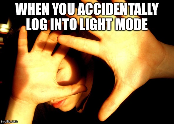 Too Bright | WHEN YOU ACCIDENTALLY LOG INTO LIGHT MODE | image tagged in too bright | made w/ Imgflip meme maker