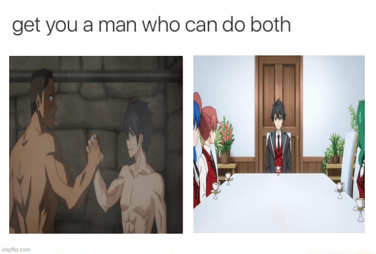 So buff and dainty | image tagged in get you a man who can do both,anime,memes,light novel,manga,Animemes | made w/ Imgflip meme maker