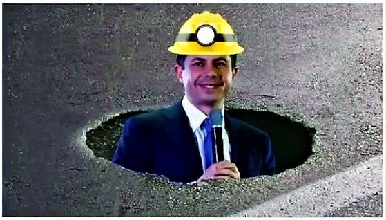 High Quality Mayor Pete in a pothole Blank Meme Template