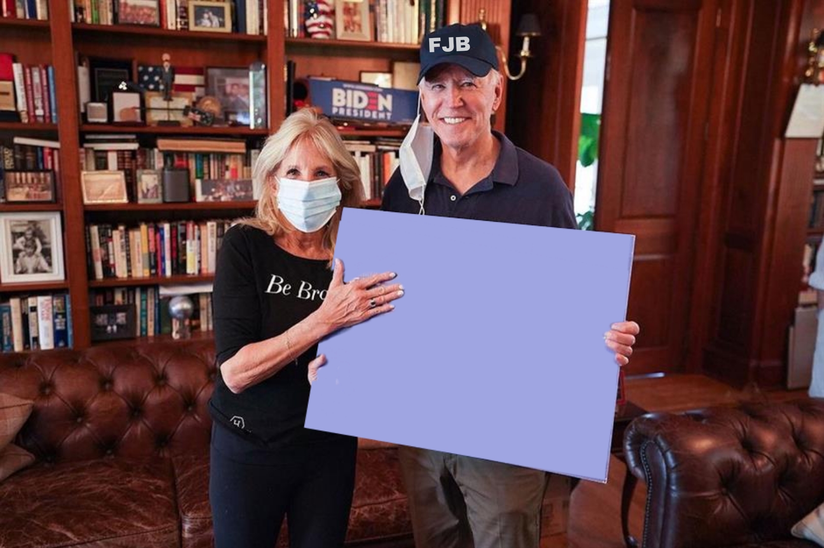 Joe and Jill Biden holding sign Blank Meme Template