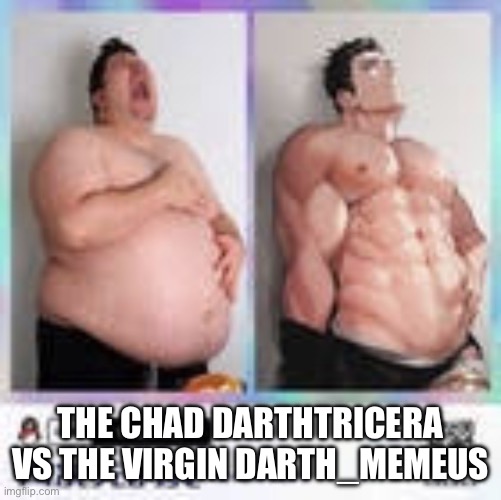 Nikocado anime | THE CHAD DARTHTRICERA VS THE VIRGIN DARTH_MEMEUS | image tagged in nikocado anime | made w/ Imgflip meme maker