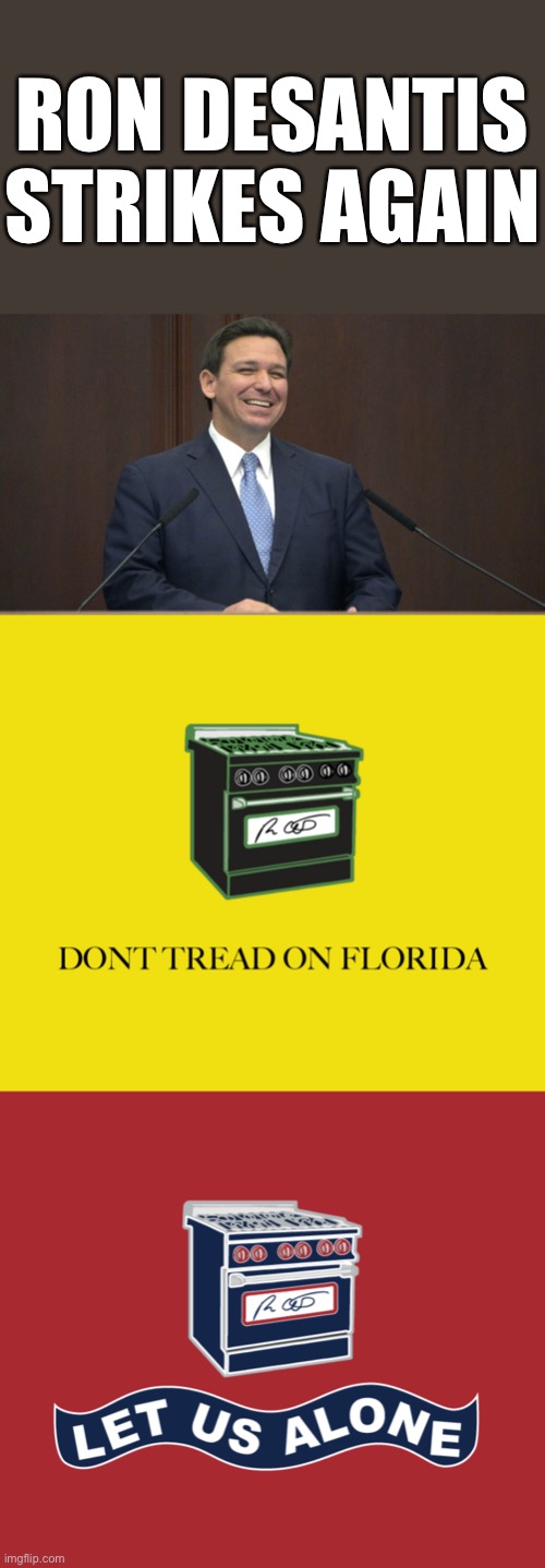 Leave our gas stoves alone! |  RON DESANTIS STRIKES AGAIN | image tagged in desantis,Conservative | made w/ Imgflip meme maker