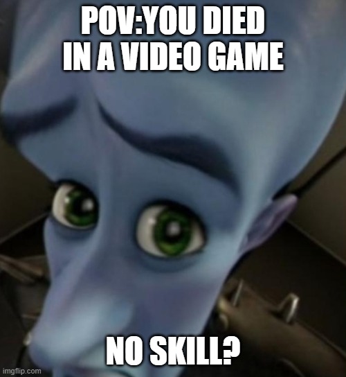 very understandable | POV:YOU DIED IN A VIDEO GAME; NO SKILL? | image tagged in megamind no bitches | made w/ Imgflip meme maker