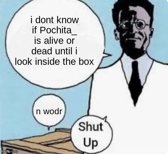 I don’t know if the cat is alive or dead until I look in the box | i dont know if Pochita_ is alive or dead until i look inside the box; n wodr | image tagged in i don t know if the cat is alive or dead until i look in the box | made w/ Imgflip meme maker