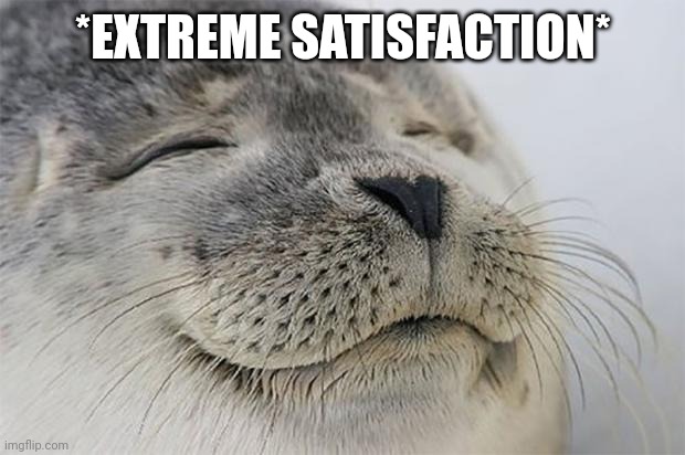 Satisfied Seal Meme | *EXTREME SATISFACTION* | image tagged in memes,satisfied seal | made w/ Imgflip meme maker
