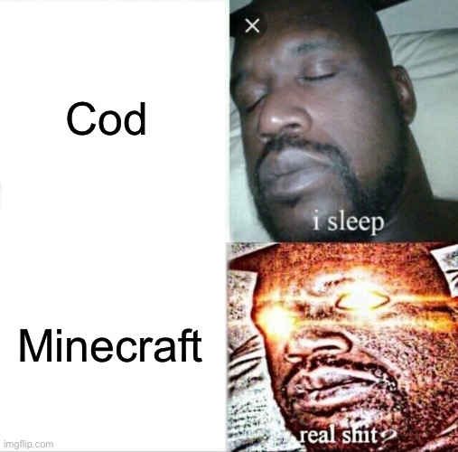 Cod | Cod; Minecraft | image tagged in memes,sleeping shaq | made w/ Imgflip meme maker
