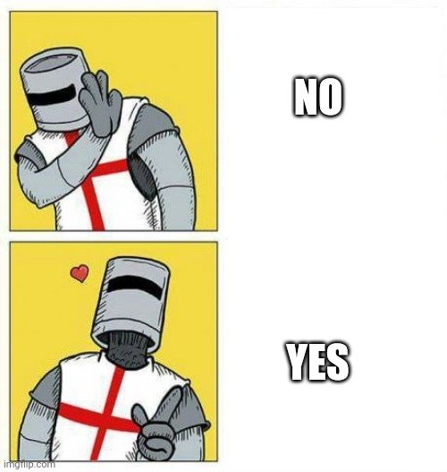 crusader's choice | NO YES | image tagged in crusader's choice | made w/ Imgflip meme maker