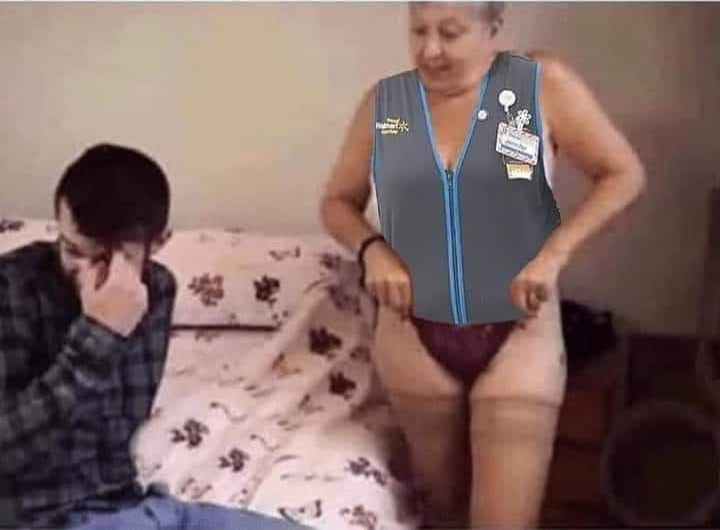 YOUNG MAN & OLD LADY AFTER SEX Blank Meme Template