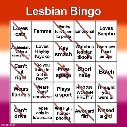 Lesbian bingo | image tagged in lesbian bingo | made w/ Imgflip meme maker