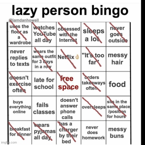 lazy bingo | image tagged in lazy bingo | made w/ Imgflip meme maker