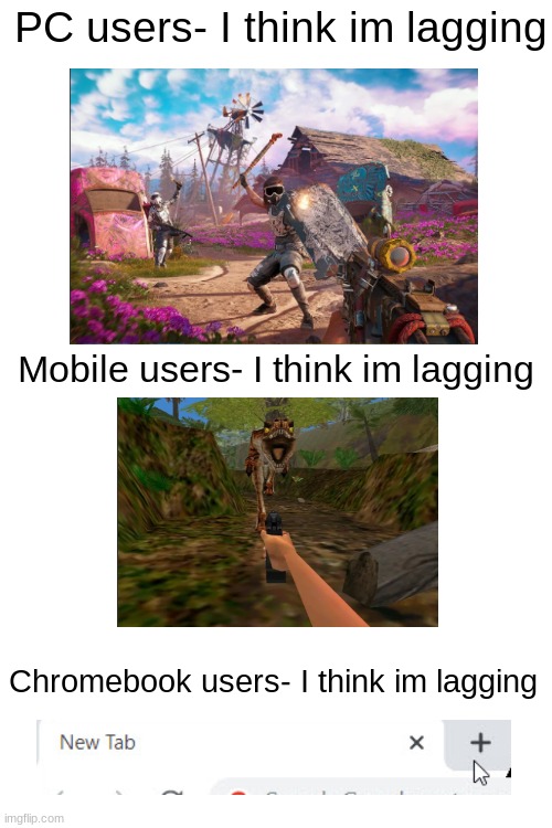 if you lag just switch to the australian server | PC users- I think im lagging; Mobile users- I think im lagging; Chromebook users- I think im lagging | image tagged in the lag | made w/ Imgflip meme maker