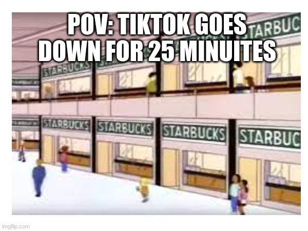 Look at the meme, not this | POV: TIKTOK GOES DOWN FOR 25 MINUITES | image tagged in memes,funny | made w/ Imgflip meme maker